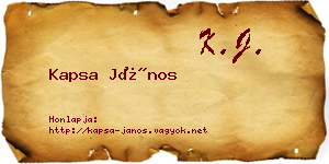 Kapsa János névjegykártya