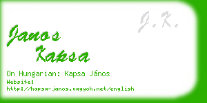 janos kapsa business card